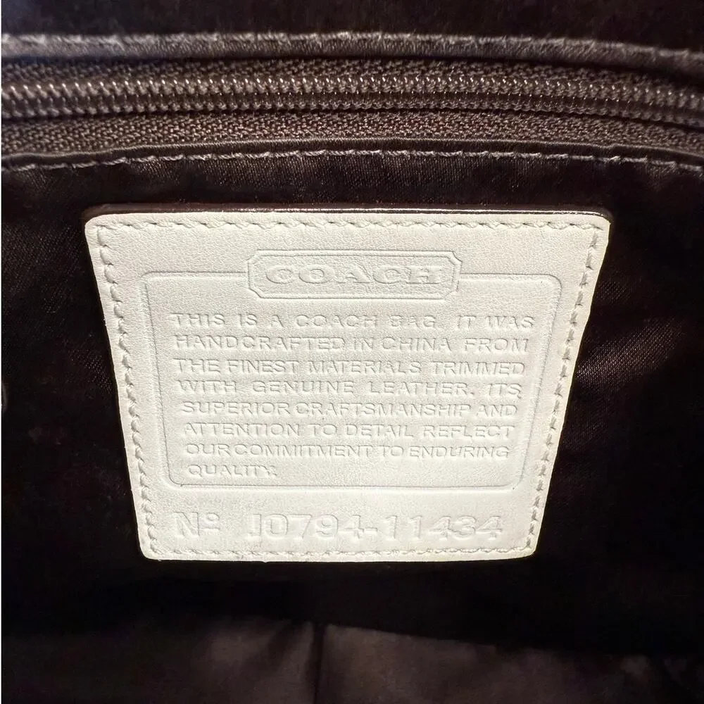 y2k COACH 2007 Bleeker 11434 Brown Bone Canvas Flap Shoulder Bag